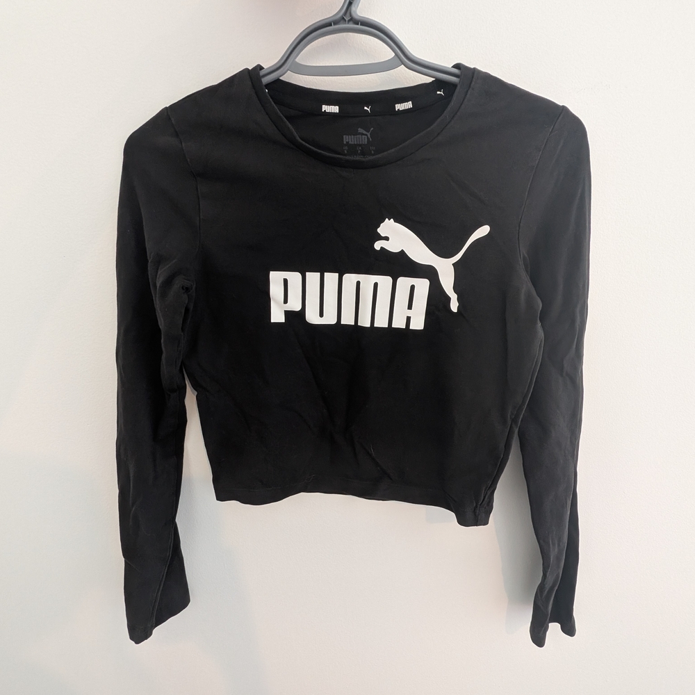 Puma Black Cropped Long Sleeve Sweatshirt